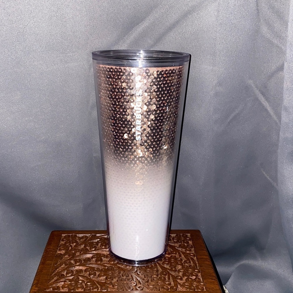 Starbucks Rose gold/white ombré sequin tumbler